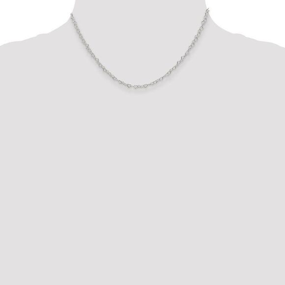 3.5mm, Sterling Silver Heart Link Chain Necklace, 16 Inch - Picture 2 of 8